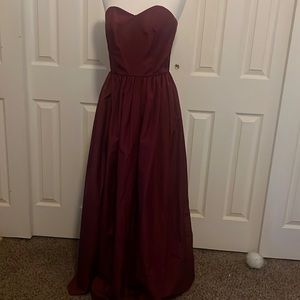 Beautiful burgundy, strapless dress